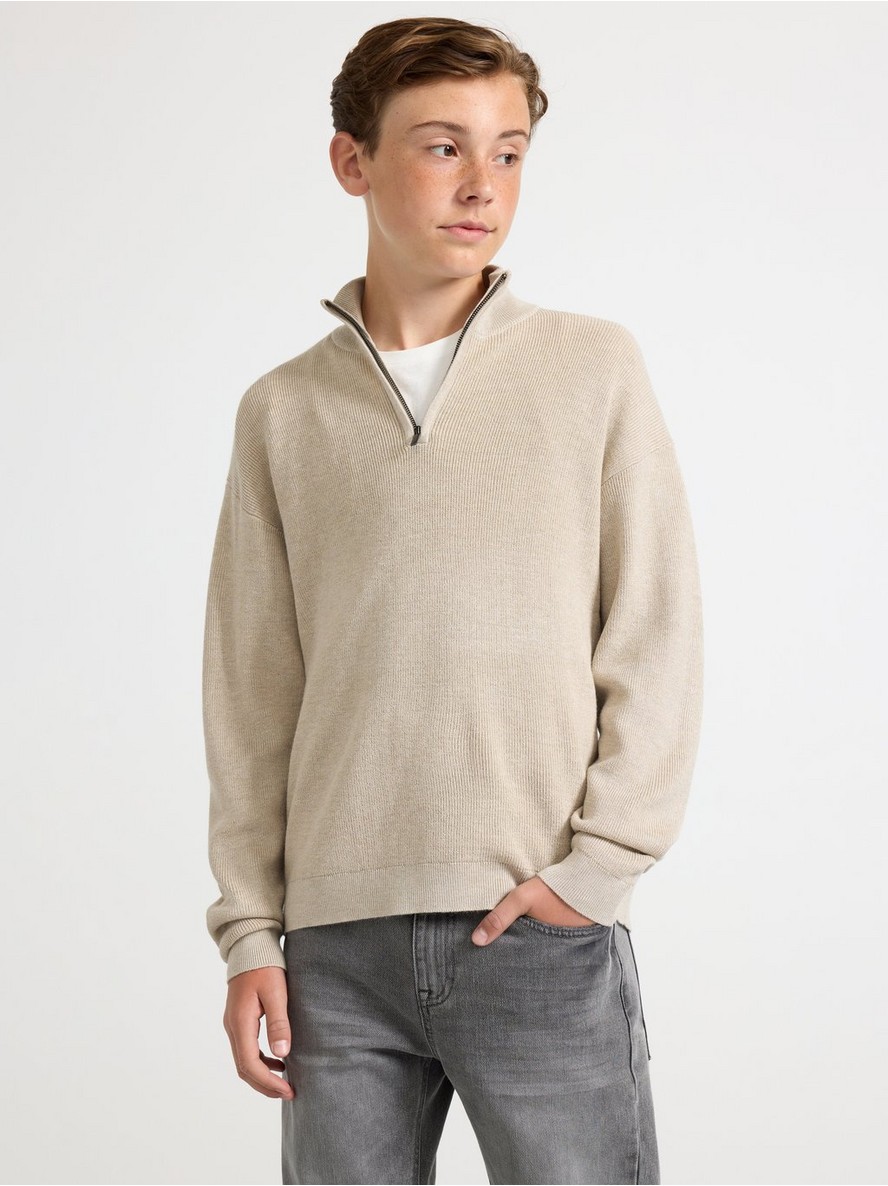 Half zip jumper Light Beige Melange