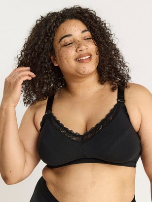 Nursing Bra Plus Size Breastfeeding Women's Bra ， Cotton Wirefree Lace Soft Maternity  Bra (Color : Black, Size : 40H) : : Clothing, Shoes & Accessories