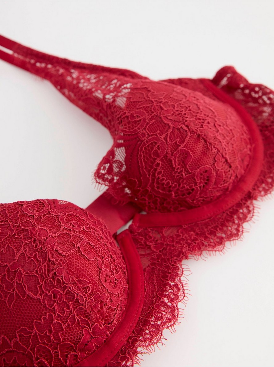 Red Bra Lingerie Tulip Passion Dessous Out of French Lace Bra in Red Tuille  -  Canada
