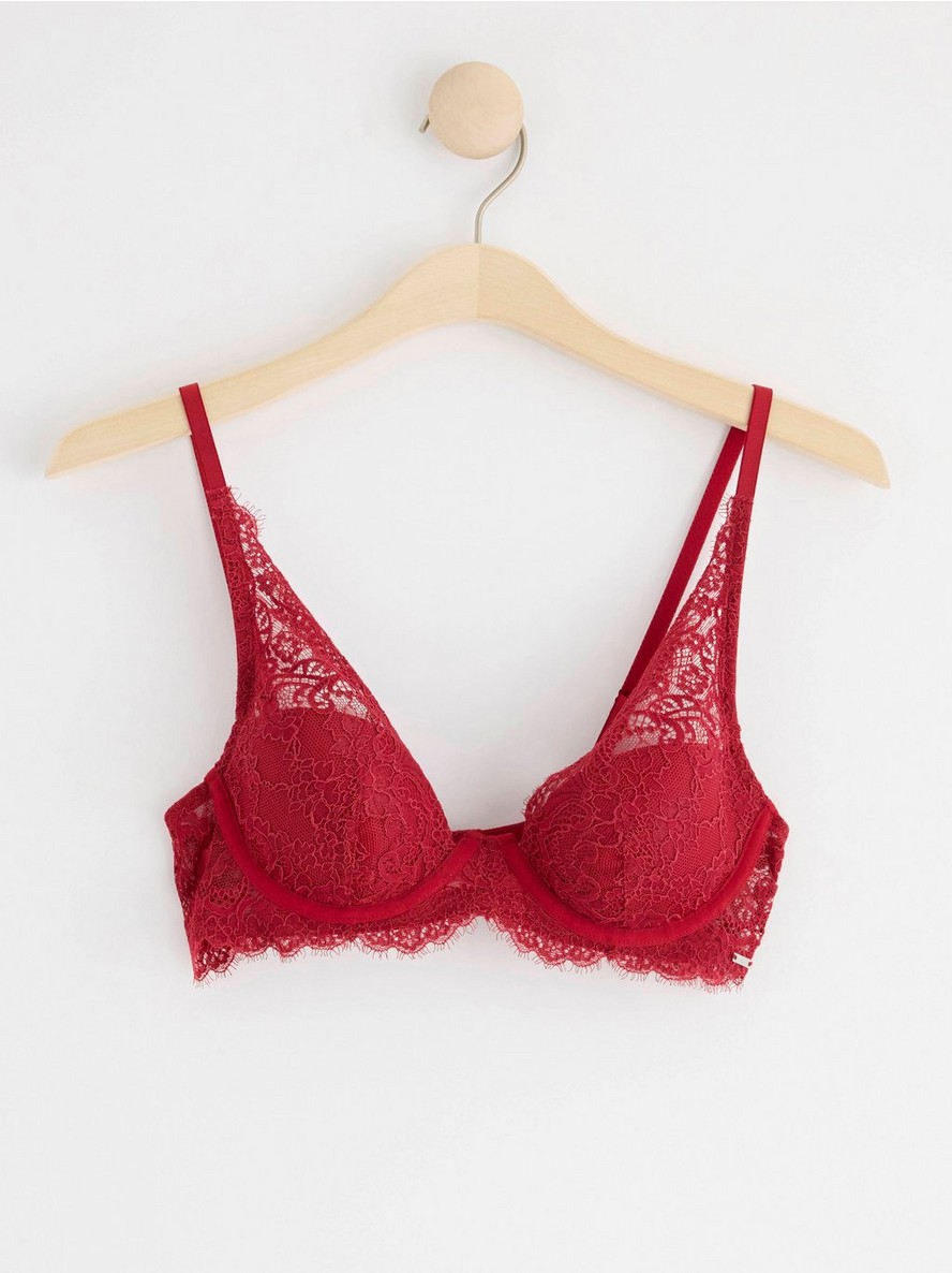 Tulip t-shirt bra with lace Dark Red